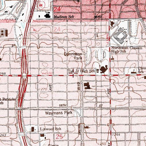 Topographic Map of Oklahoma City Fire Department Station 14, OK
