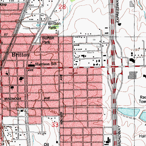 Topographic Map of Oklahoma City Fire Department Station 22, OK