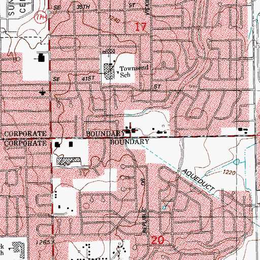 Topographic Map of Del City Fire Department Station 2, OK