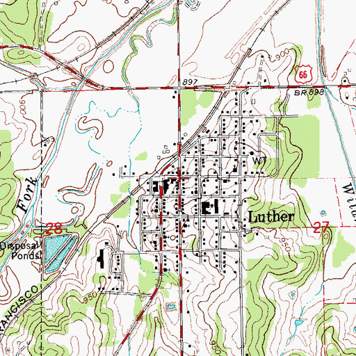 Topographic Map of Luther Volunteer Fire Department, OK
