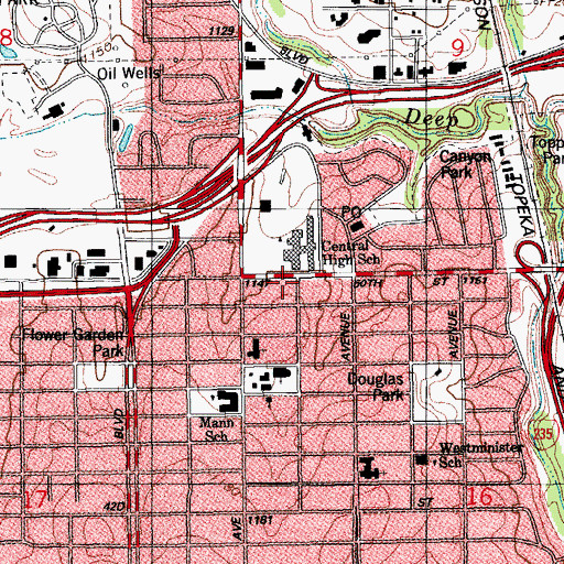 Topographic Map of Oklahoma City Fire Department Station 11, OK