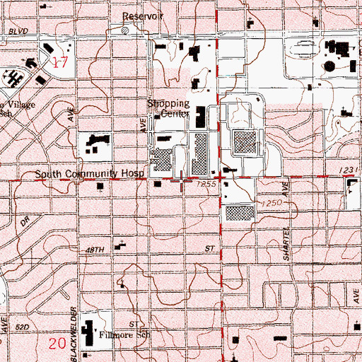 Topographic Map of Oklahoma City Fire Department Station 19, OK