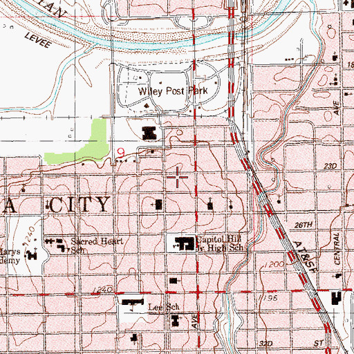 Topographic Map of Oklahoma City Fire Department Station 7, OK