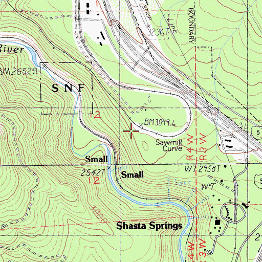 Topographic Map of Sawmill Curve, CA