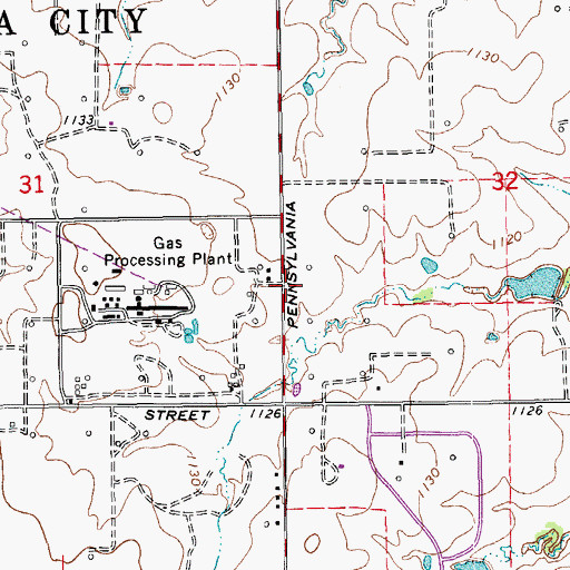 Topographic Map of Oklahoma City Fire Department Station 37, OK