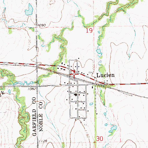 Topographic Map of Lucien Rural Fire Department, OK