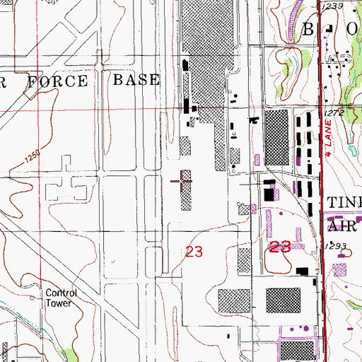 Topographic Map of Tinker Air Force Base Fire Department Station 3, OK