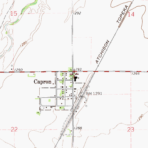 Topographic Map of Capron Fire Department, OK