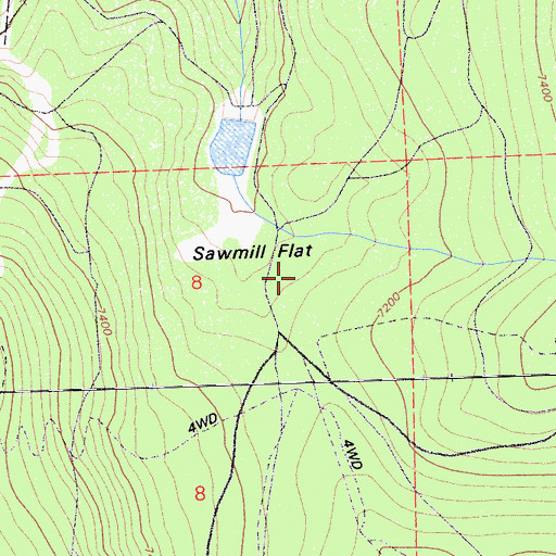 Topographic Map of Sawmill Flat, CA