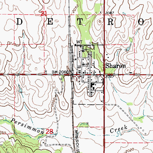 Topographic Map of Sharon Volunteer Fire Department, OK