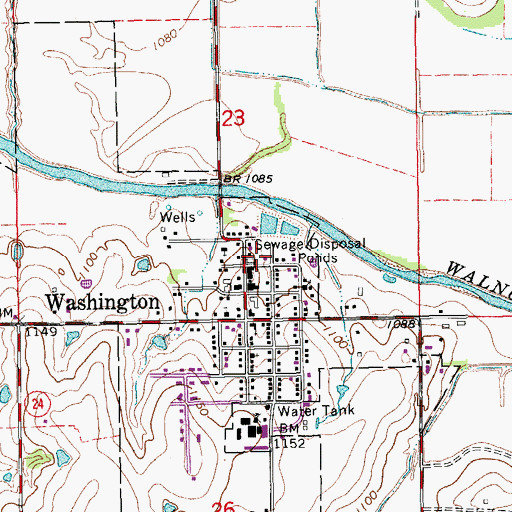 Topographic Map of Washington Volunteer Fire Department, OK
