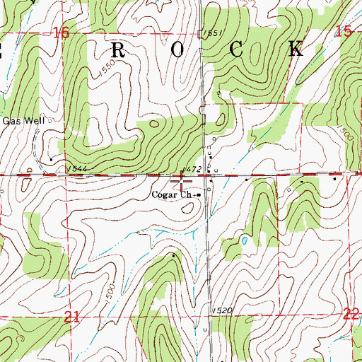 Topographic Map of Cogar Community Fire Department, OK