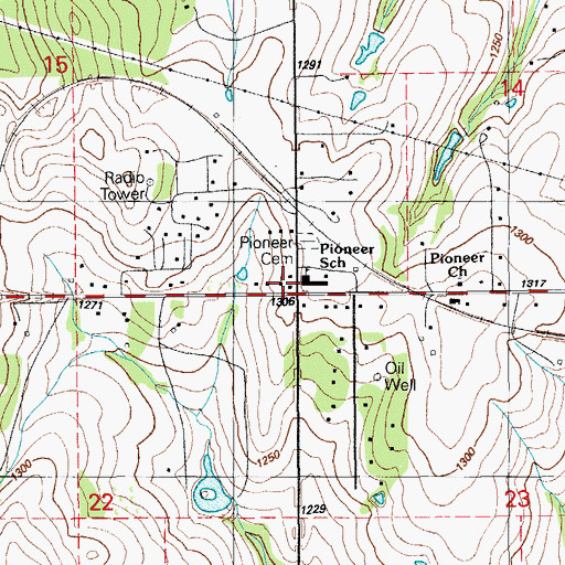 Topographic Map of Grady County Fire Department Pioneer Station, OK