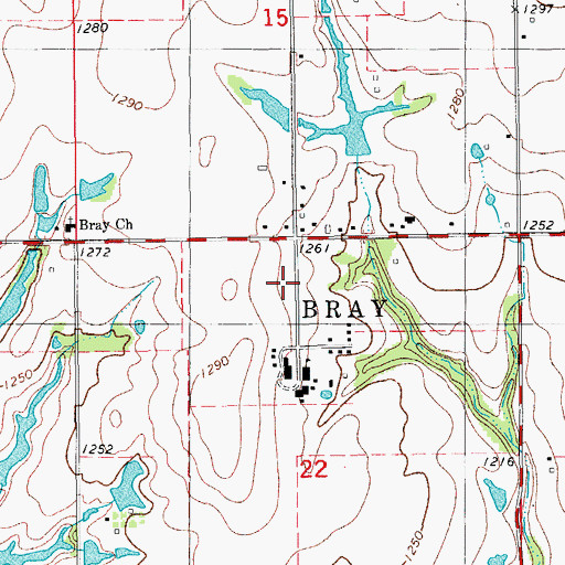 Topographic Map of Bray Volunteer Fire Department, OK