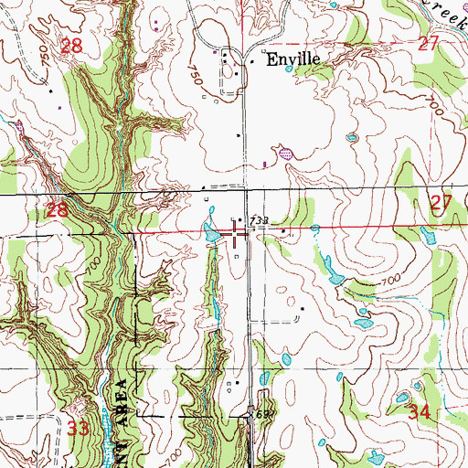 Topographic Map of Enville Fire Department, OK