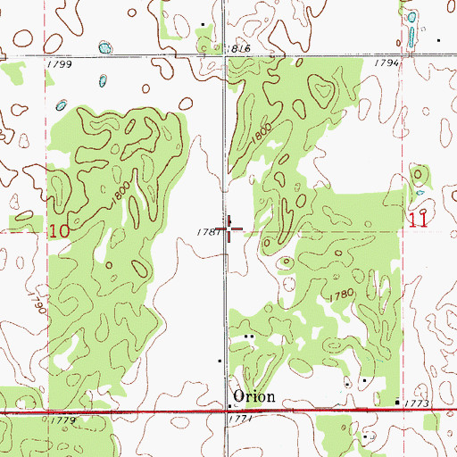 Topographic Map of Orion Volunteer Fire Department, OK
