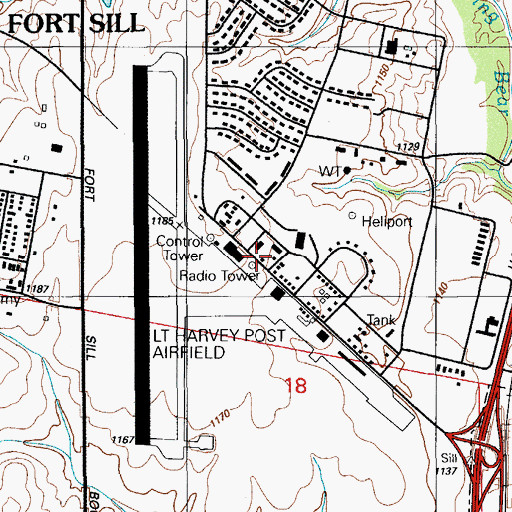 Topographic Map of Fort Sill Fire Department Station 2, OK