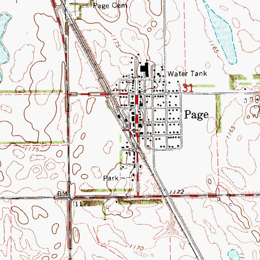 Topographic Map of Page Ambulance Service, ND