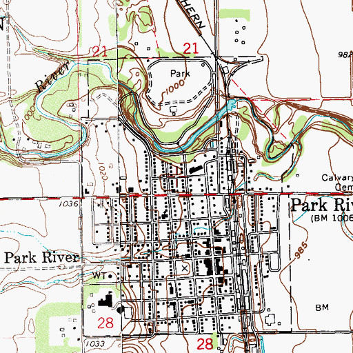 Topographic Map of Park River Volunteer Ambulance Service, ND