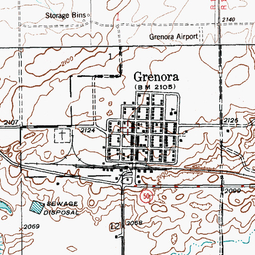 Topographic Map of Grenora Ambulance Service, ND