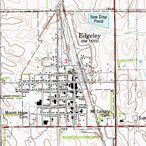 Topographic Map of Edgeley Ambulance Service, ND