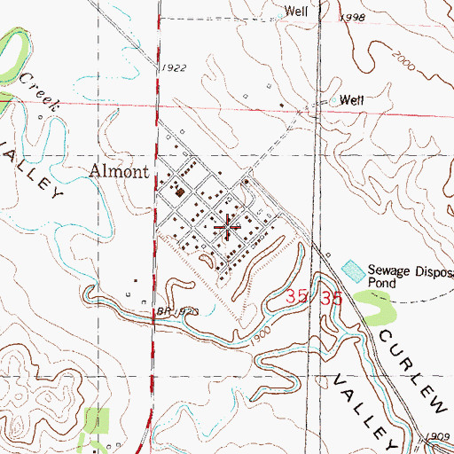 Topographic Map of Almont Ambulance Service, ND