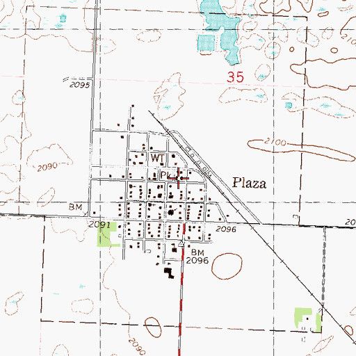 Topographic Map of Plaza Ambulance Service, ND