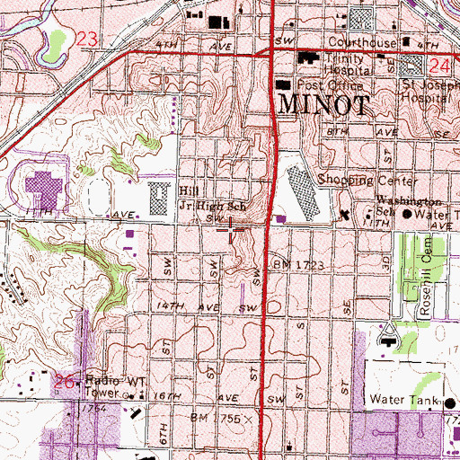 Topographic Map of Community Ambulance Service of Minot, ND