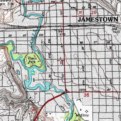 Topographic Map of Jamestown Area Ambulance, ND