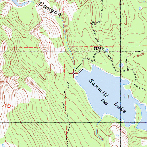 Topographic Map of Sawmill Lake, CA