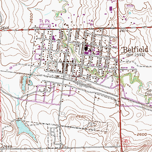 Topographic Map of Belfield Ambulance Service, ND