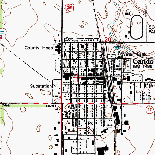 Topographic Map of Towner County Ambulance Service, ND