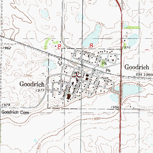Topographic Map of Goodrich Ambulance Service, ND