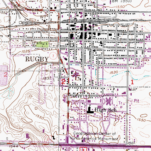 Topographic Map of Rugby Emergency Ambulance Service, ND