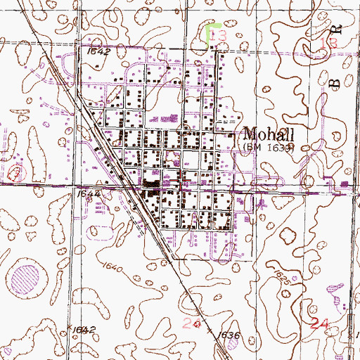 Topographic Map of Mohall Ambulance Service, ND