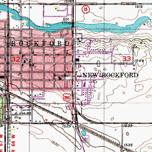 Topographic Map of Community Ambulance Service New Rockford, ND
