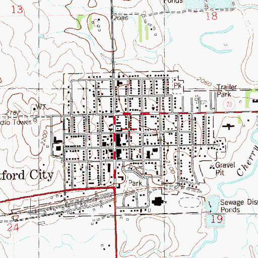 Topographic Map of McKenzie County Ambulance Service, ND