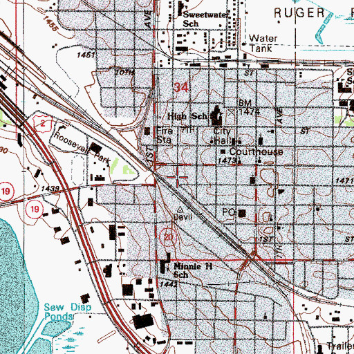 Topographic Map of Lake Region Ambulance Service, ND