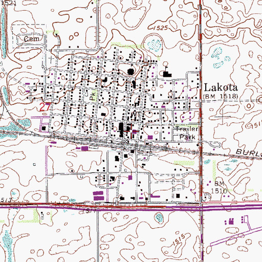 Topographic Map of Lakota Ambulance Service, ND