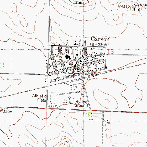 Topographic Map of Carson Ambulance Service, ND
