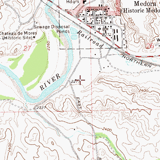 Topographic Map of Billings County Ambulance Service, ND