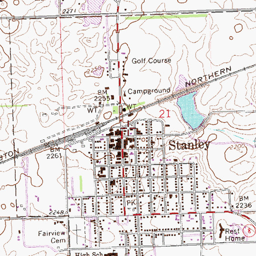 Topographic Map of Stanley Ambulance Service, ND