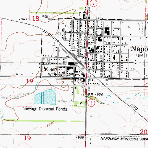 Topographic Map of Napoleon Ambulance Service, ND