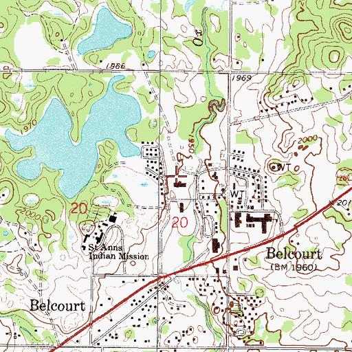 Topographic Map of Belcourt Ambulance Service, ND