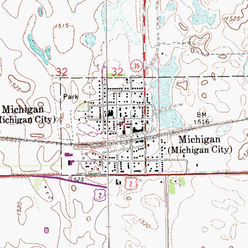 Topographic Map of Michigan Area Ambulance Service, ND
