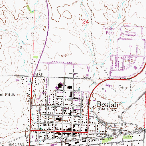 Topographic Map of Mercer County Ambulance Service Beulah, ND