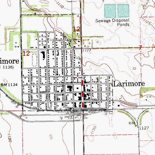 Topographic Map of Larimore Ambulance Service, ND