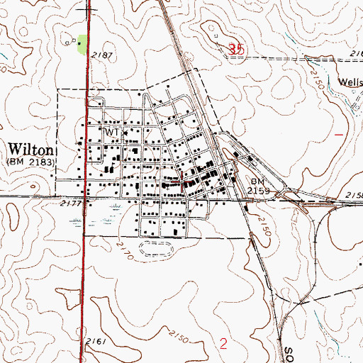 Topographic Map of Wilton Rural Ambulance District, ND