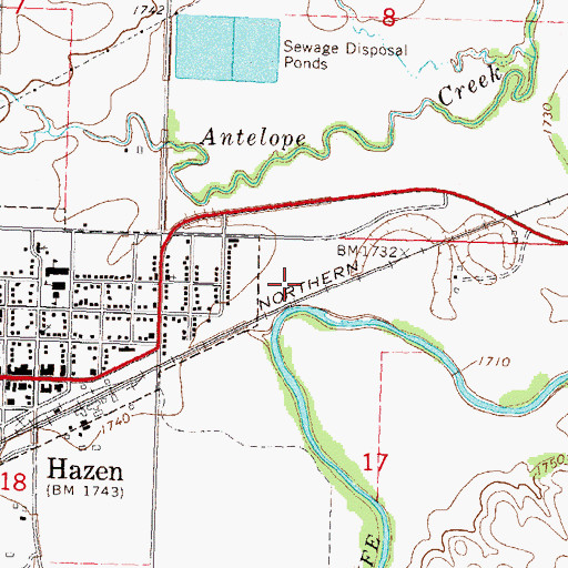 Topographic Map of Mercer County Ambulance Service Hazen, ND