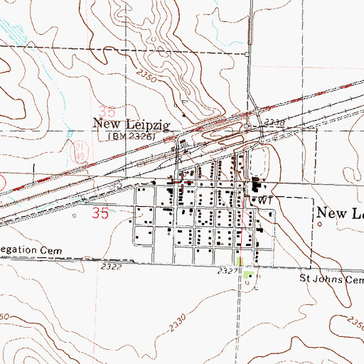 Topographic Map of New Leipzig Ambulance Service, ND